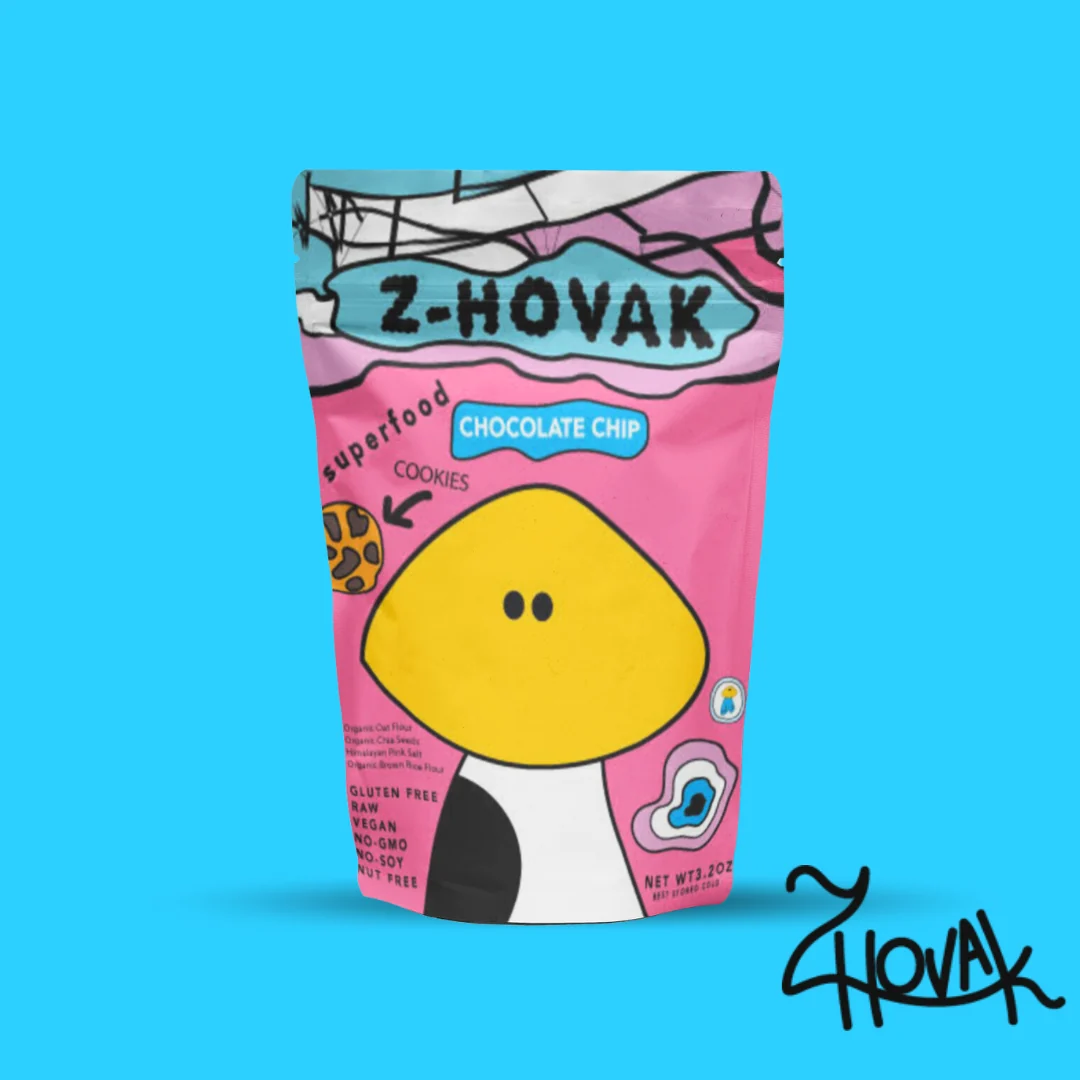 Z Hovak Chocolate Chip cookies front of pouch